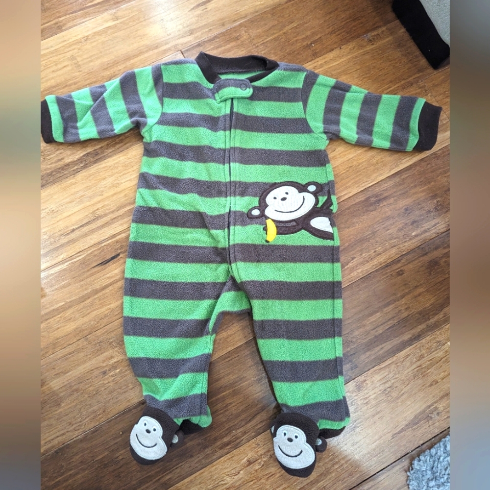 Monkey sleeper. 3 months. EUC. Brown and green.